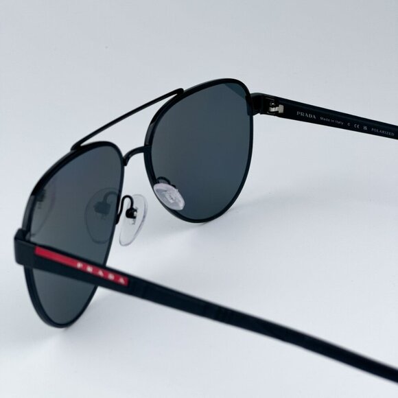 Prada Linea Rossa PS54TS 1AB5Z1 BRAND NEW Sunglasses Black Polarized Grey Pilot - Picture 8 of 11